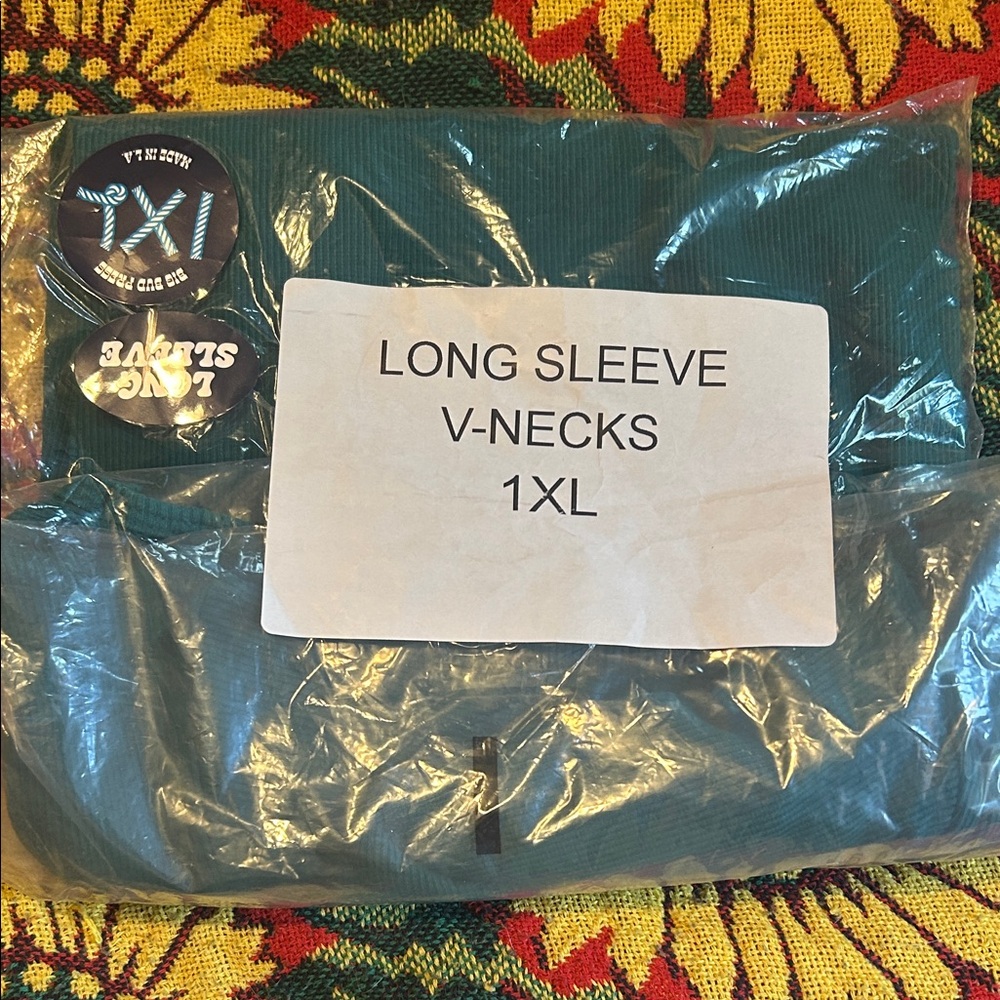 Big Bud Press Teal Long Sleeve V-Neck Tee